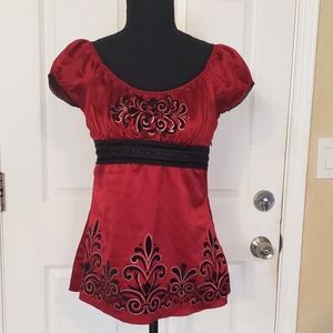 Unbranded Women's Red Round Neck Short Sleeve Casual Top